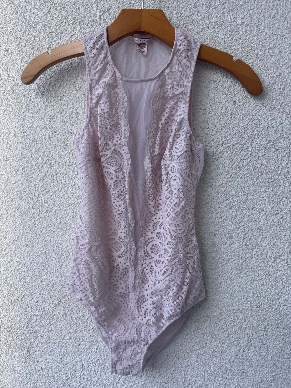 Victoria's Secret Pale Pink Lace Mesh Bodysuit